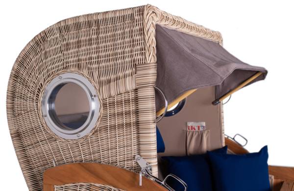 Strandkorb Düne Grande 2,5 Sitzer Grau - Polyester - Teakholz - 142 x 170 x 95 cm