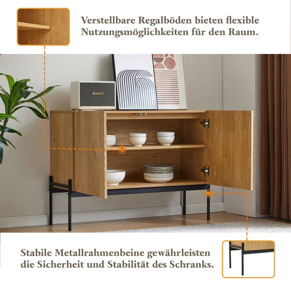 Sideboard NaturLine Ⅱ Beige - Stahl - 100 x 75 x 40 cm