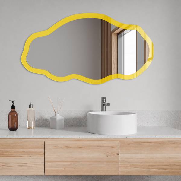 Wandspiegel Flavum forte Gelb - Glas - 52 x 97 x 0 cm