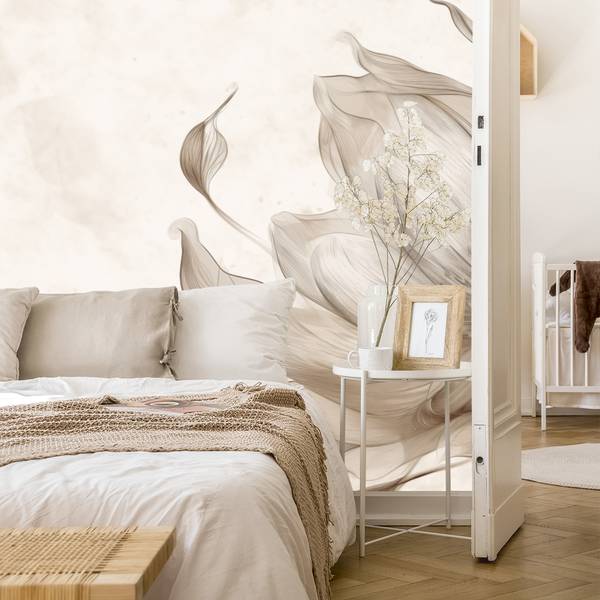 Vlies-Fotobehang NATUURLIJKE Bloem Plant beige - bruin - grijs - vlies - 315 x 210 x 210 cm