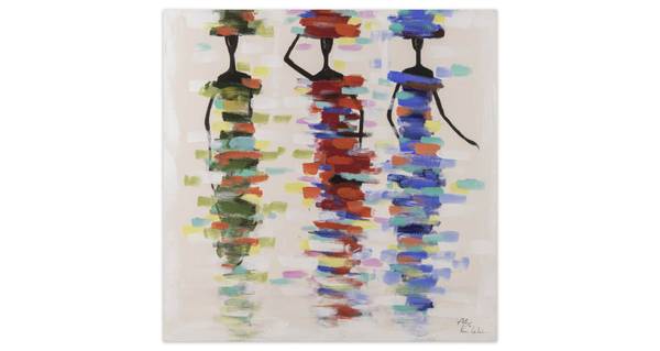 Acrylbild Handgemalt Personen Yi Beige - Baumwollstoff - 60 x 60 x 4 cm