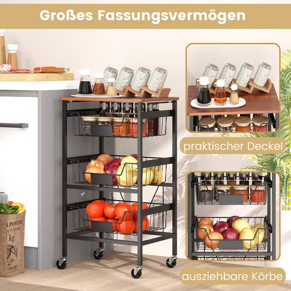 Servierwagen WO79568DE Schwarz - Holzwerkstoff - 31 x 74 x 42 cm