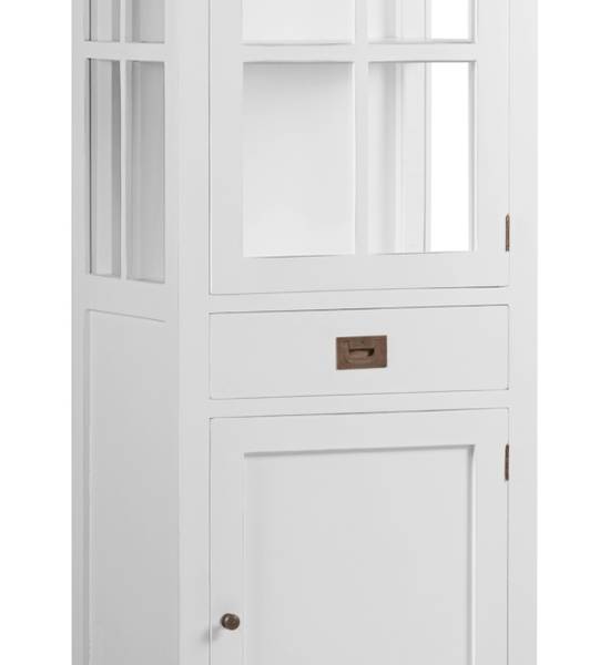  VITRINE AUS WEISSEM HOLZ 55 X 40 X 190 Weiß - Holz teilmassiv - 55 x 190 x 40 cm
