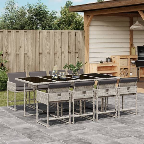 Garten-Essgruppe 3043044-5 (9-teilig) Hellgrau