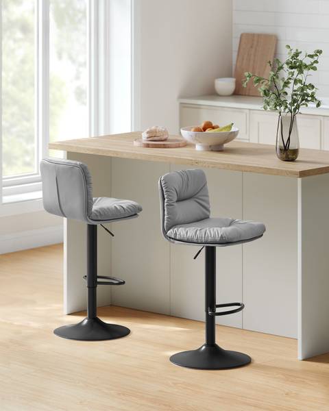 Tabourets de bar Moroni lot de 2 Gris - Textile - 41 x 110 x 47 cm