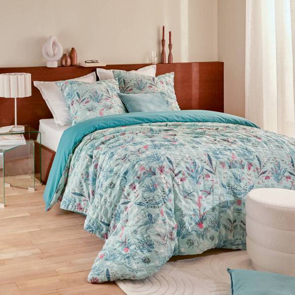 Bettwäschegarnitur VEGETAL MARIN Blau - Textil - 220 x 1 x 240 cm
