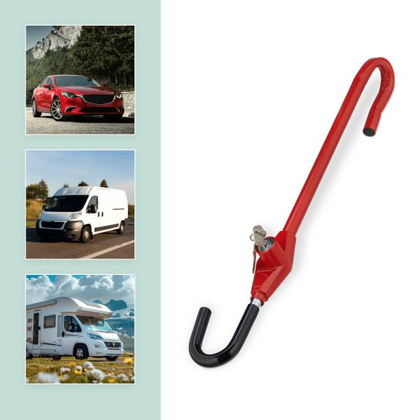 Stuurslot auto universeel zwart - rood - zilver - aluminium - staal - 12 x 81 x 5 cm