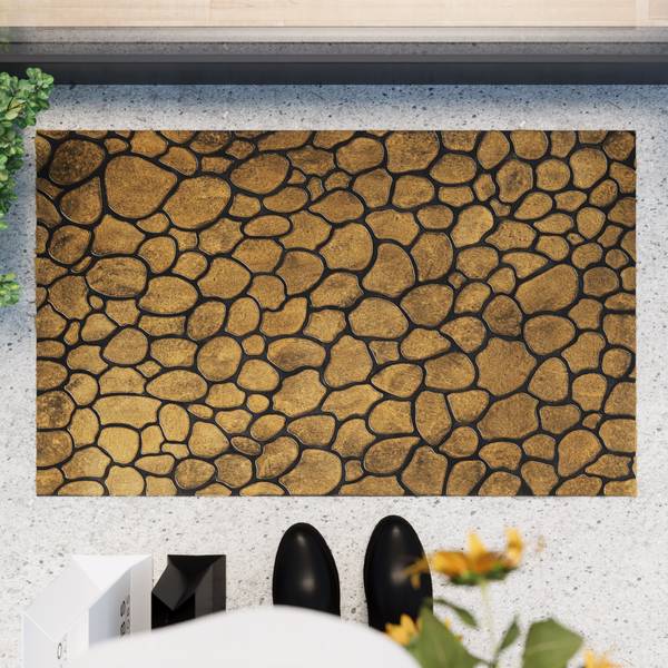 Fußmatte Desert Pebble Braun - Gold - Vinyl - 40 x 1 x 60 cm