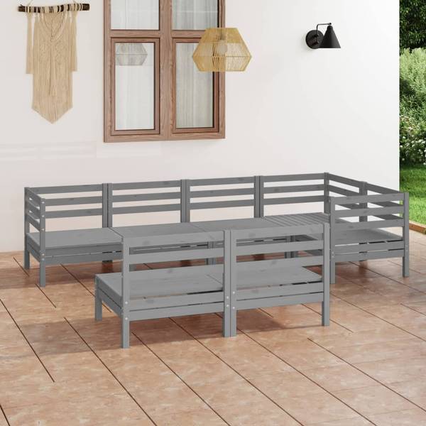 Mobilier de jardin  3010524 (lot de 7) Gris - Pin - 64 x 63 x 64 cm