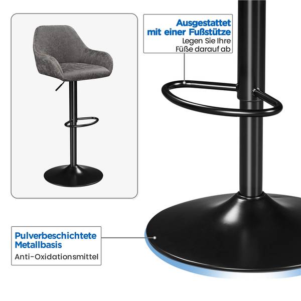 Barhocker ARC64 2-er Set Grau