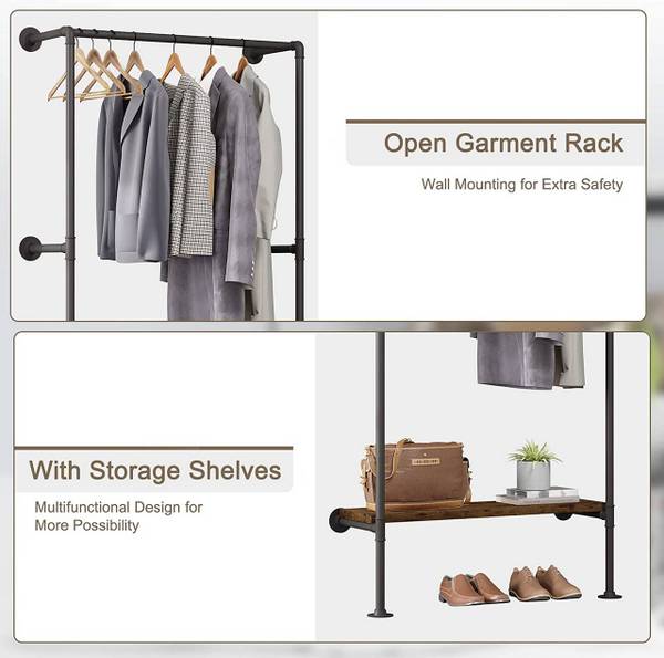 Kleiderstange Ramona Schwarz - Holzwerkstoff - Metall - 103 x 187 x 30 cm