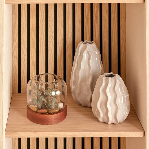 Vase SANDRI Weiß - Keramik - 14 x 17 x 14 cm