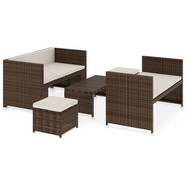 5-tlg. Garten-Lounge-Set XT6104 Braun - Rattan