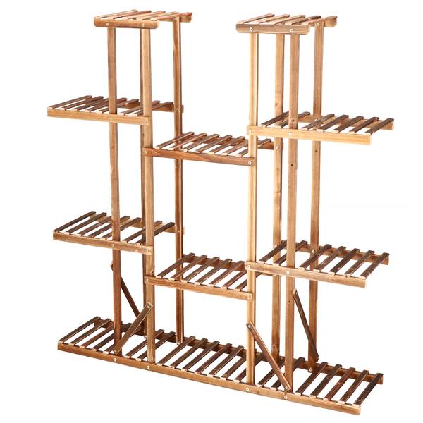 Holz Blumenständer - 9 regal Braun - Massivholz - 120 x 119 x 25 cm