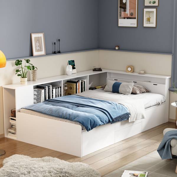 Jugendbett Levi Weiß - Holzwerkstoff - Massivholz - 118 x 66 x 213 cm