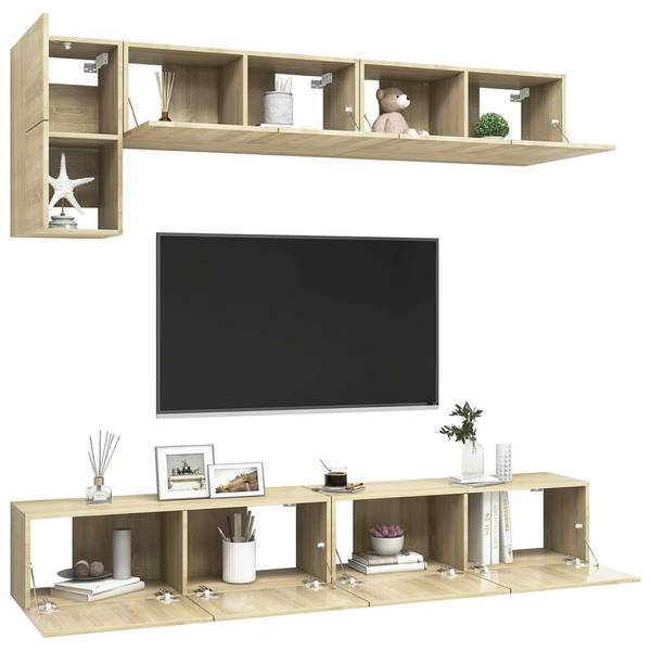 Meuble tv 3006915-1 (lot de 5) Marron - Bois manufacturé - 100 x 30 x 30 cm