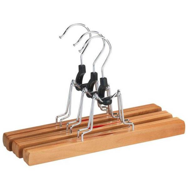 Hosenklemmbügel 3er Set Braun - Massivholz - 25 x 17 x 2 cm