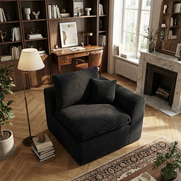 2-Sitzer-Sofa ZenithEra Schwarz - Cord - 101 x 84 x 103 cm
