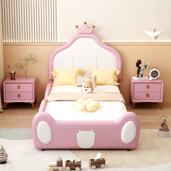 Kinderbett K-1238 Pink - Holzwerkstoff - 97 x 117 x 210 cm