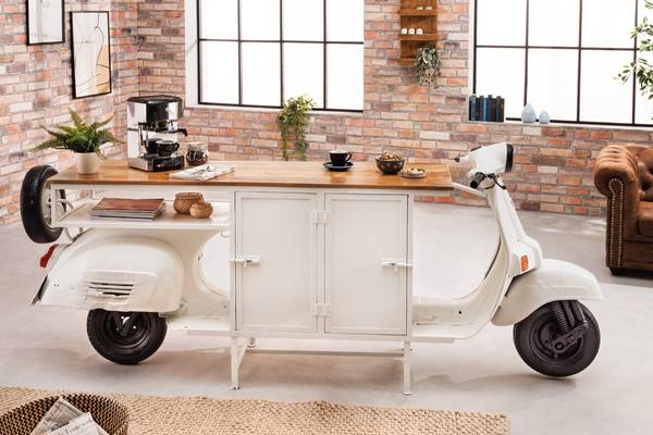 Barschrank SCOOTER Braun - Weiß - Mango - Eisen - 250 x 105 x 66 cm
