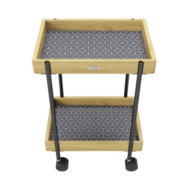 PLAYBOY Rolltisch NANCY Schwarz - Braun - Holzwerkstoff - Metall - Kunststoff - 46 x 57 x 30 cm