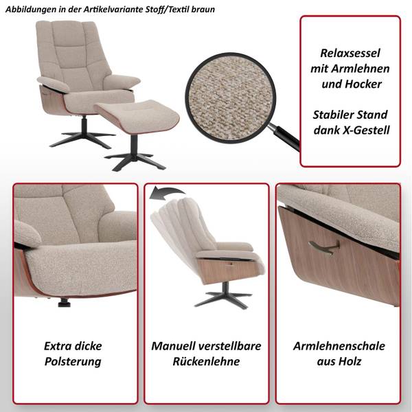 Relaxsessel + Hocker N57 Braun