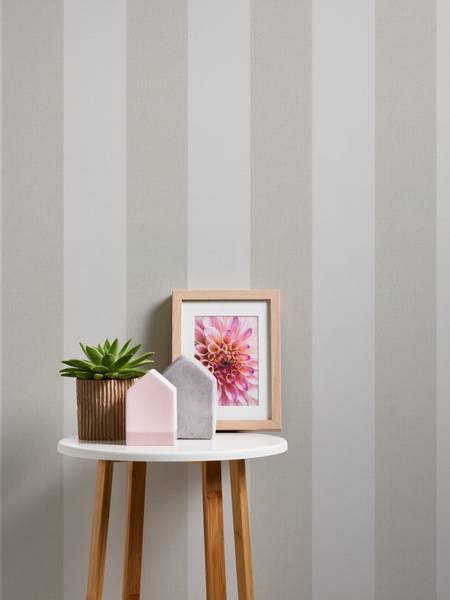Pure Elegance Streifen-Tapete Beige - Braun - Weiß