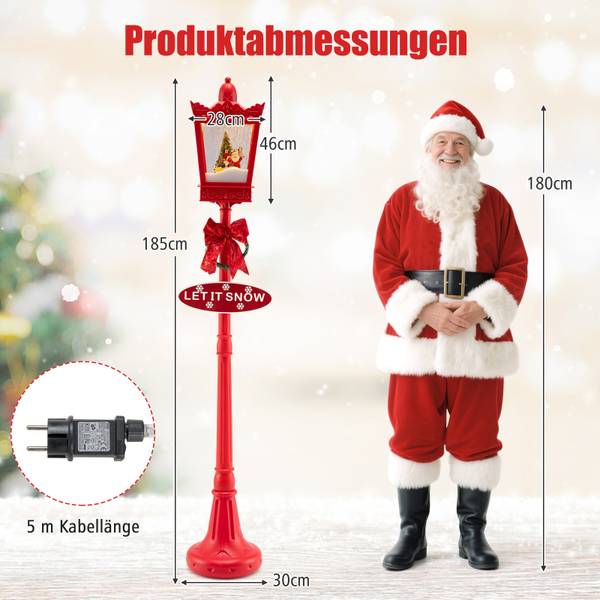 Weihnachtslaterne OY47489PQ Rot - Kunststoff - 30 x 185 x 30 cm