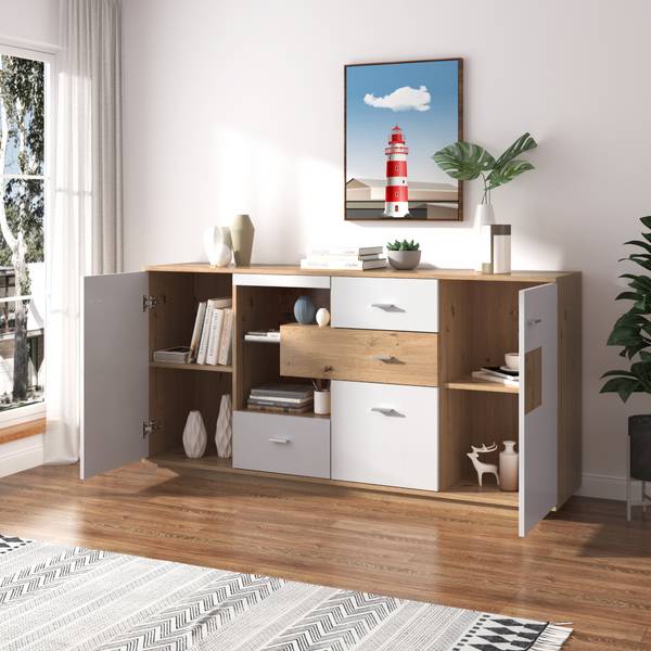 Sideboard M1647 Beige - Holzwerkstoff - 160 x 77 x 40 cm