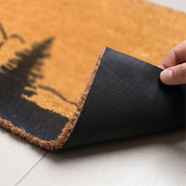Kokos Fußmatte mit Motiv 60x40 cm Schwarz - Braun - Naturfaser - Kunststoff - 60 x 2 x 40 cm