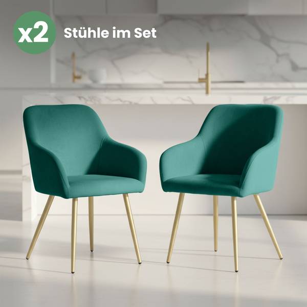 CHAISE ESTELLE Lot de 2 Vert - Doré