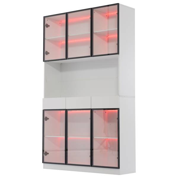 Vitrinenschrank Ourea Ⅰ Schwarz - Weiß - Holzwerkstoff - Glas - Metall - 36 x 200 x 120 cm