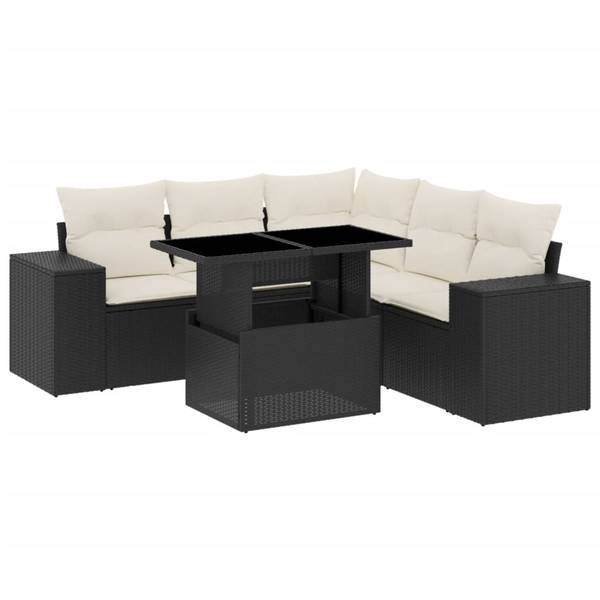 Loungeset 3036918 set van 6 zwart - crèmekleurig