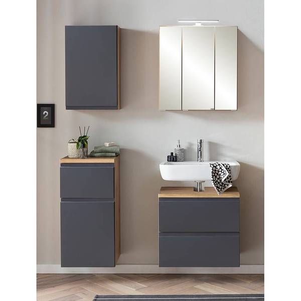 Badmöbel-Set VASTO-03-26 4er-Set Grau - Spiegelglas - 115 x 200 x 35 cm
