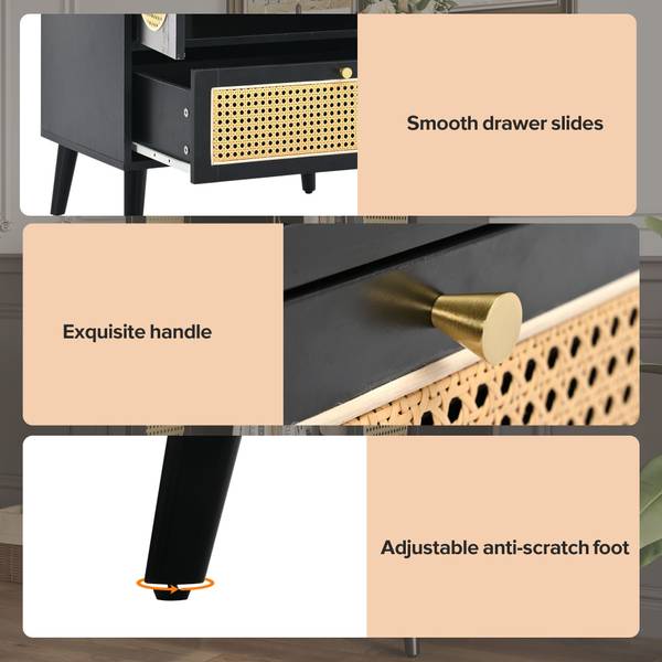 Highboard Chidhoill Schwarz - Holzwerkstoff - Metall - 40 x 111 x 60 cm