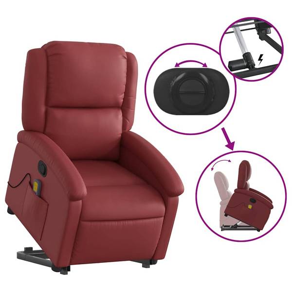 Fauteuil inclinable de massage 3032379-2 Rouge - Brun rouge