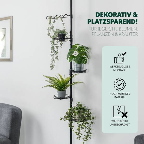 Teleskopblumenregal 61077 Schwarz - Metall - 30 x 290 x 19 cm