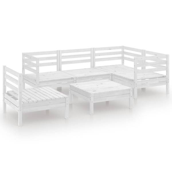 Garten-Lounge-Set 3010519 (6-teilig) Weiß - Kiefer - 64 x 29 x 64 cm