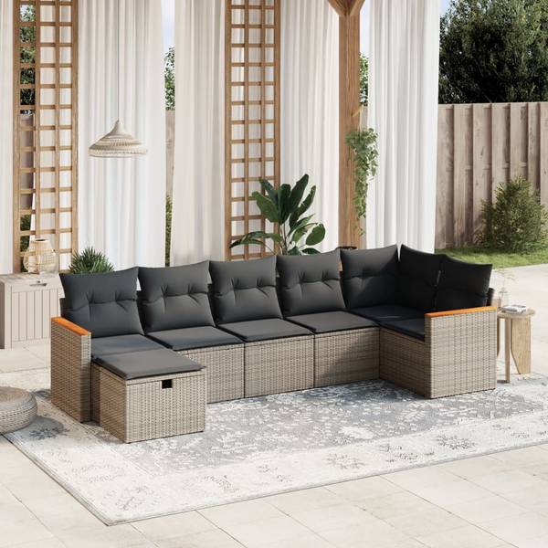 Loungeset 3036564-4 (7-delig) grijs - polyester - staal - 62 x 69 x 62 cm