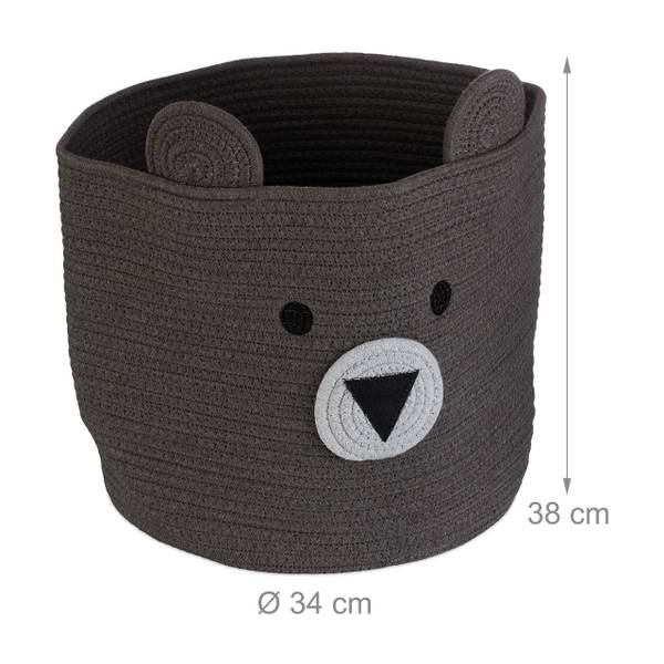 Panier Rangement Rond Corde Coton OYHOMO - Décor Animal Gris - Idéal Chambre Enfant & Bureau