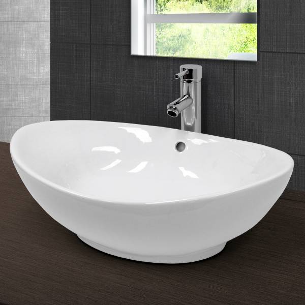 BLL Évier salle de bain blanc 71x48x19,5 cm rectangulaire céramique