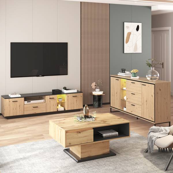 Sideboard Helios Ⅱ Braun - Stahl - Farbglas - 40 x 85 x 160 cm