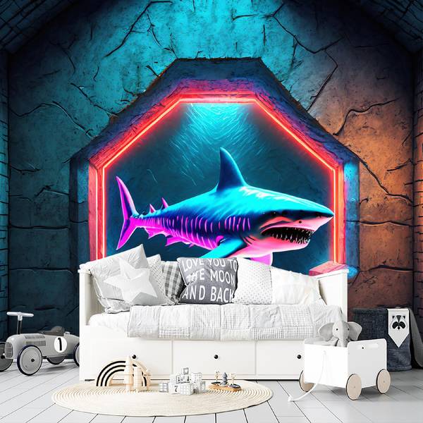 Fototapete Delphin Tiere Neon 350 x 245 cm