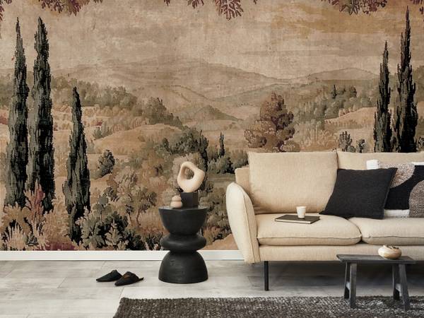 Fototapete Landschaft Hügel Bäume Büsche 300 x 210 x 210 cm