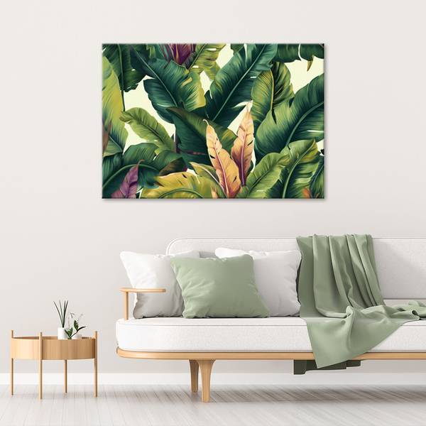 Leinwandbild, Bunte tropische Blätter 100 x 70 x 1 cm