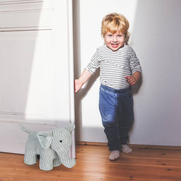 Türstopper Elefant Grau - Polyester - 14 x 22 x 38 cm