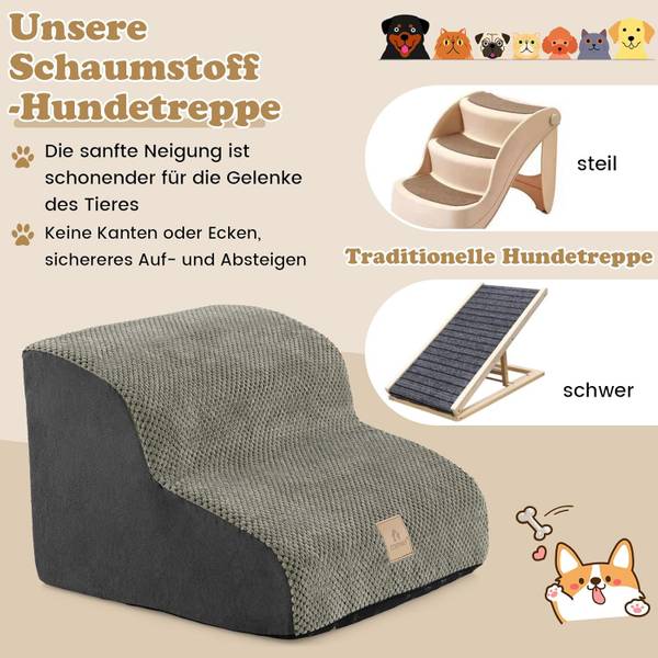 Hundetreppe BI32211SDDE Grau - Textil - 43 x 29 x 41 cm