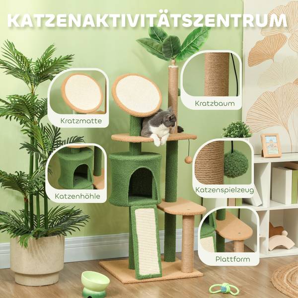 Kratzbaum CP227 Grün - Holzwerkstoff - 44 x 139 x 48 cm