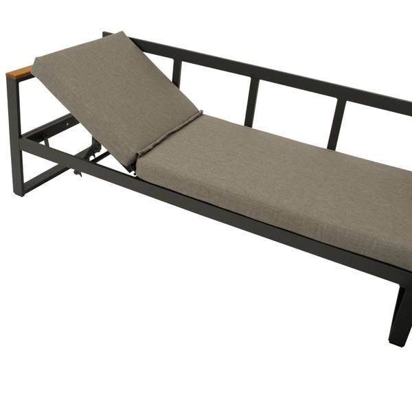 Gartengarnitur KAMPALA 2-teilig Grau - Webstoff - Akazie - Aluminium - 252 x 71 x 187 cm