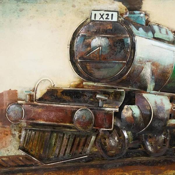 Image métallique 3D TRAIN Vert - Acier - 180 x 56 x 5 cm